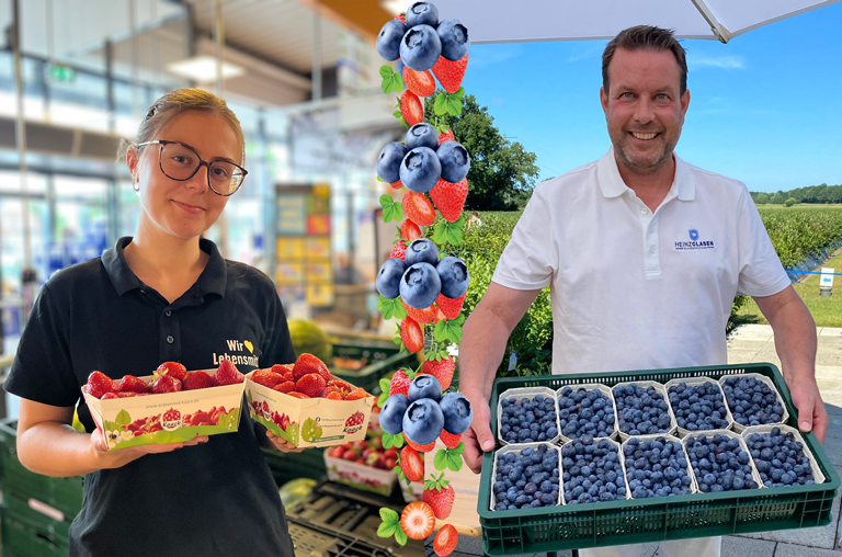 Blaubeeren und Erdbeeren bei EDEKA Appel